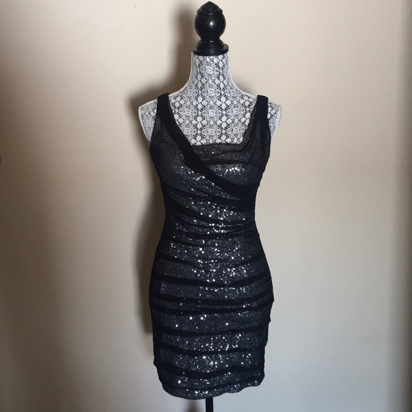 black mesh overlay dress